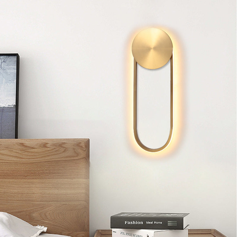 Lisslune | Brass Arch Shape Wall Light Postmodern LED Metal Wall Mounted Lamp for Bedroom