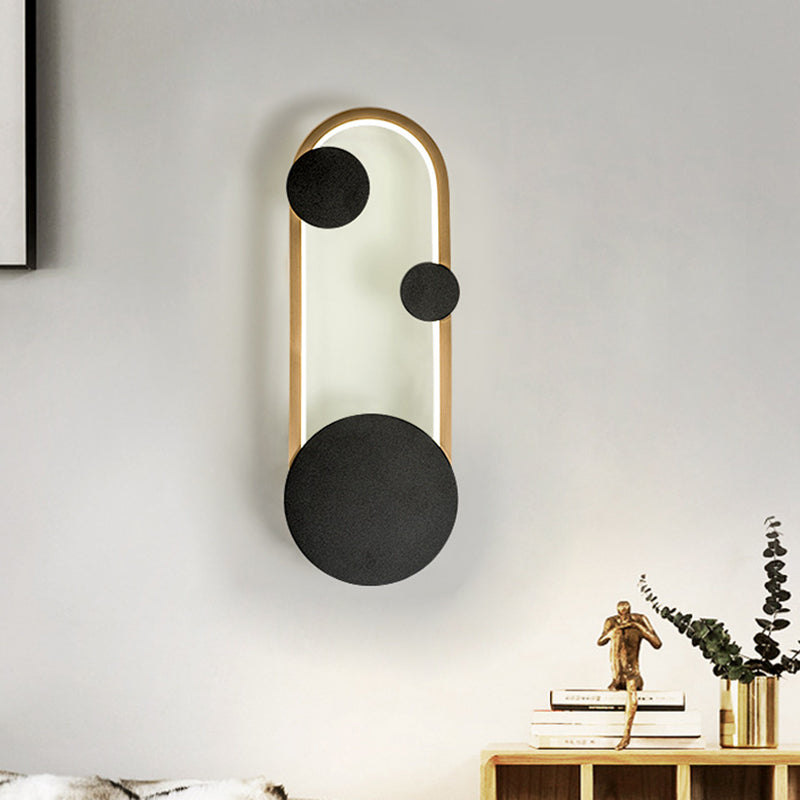 Lisslune | Metallic Arch Wall Sconces Lighting Post-Modern LED Wall Lamp Light in Black and Gold, Warm/White Light