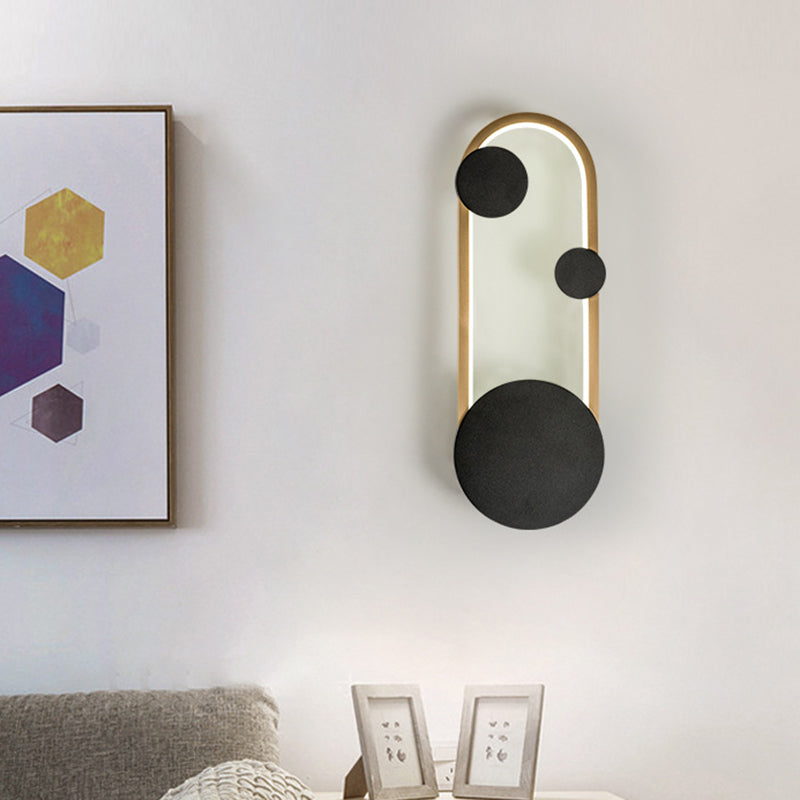 Lisslune | Metallic Arch Wall Sconces Lighting Post-Modern LED Wall Lamp Light in Black and Gold, Warm/White Light