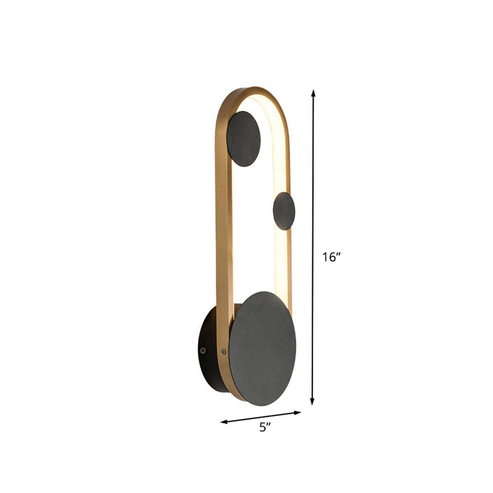 Lisslune | Metallic Arch Wall Sconces Lighting Post-Modern LED Wall Lamp Light in Black and Gold, Warm/White Light