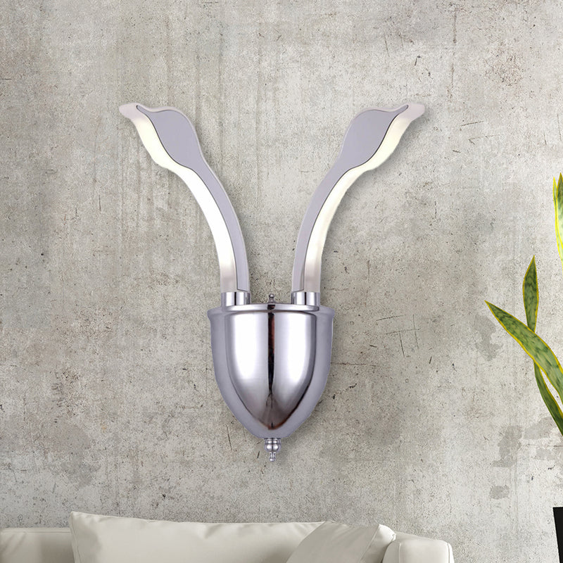 Lisslune | Swan Head Wall Lighting Modern Metal 2-Light Chrome LED Wall Sconce with Acrylic Shade in Warm/White Light