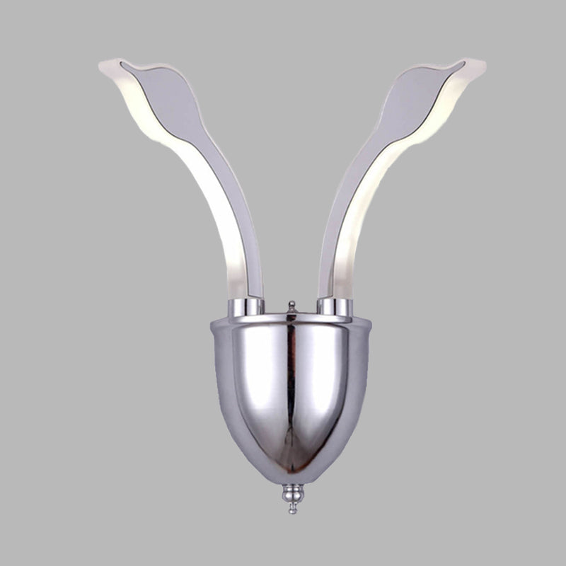 Lisslune | Swan Head Wall Lighting Modern Metal 2-Light Chrome LED Wall Sconce with Acrylic Shade in Warm/White Light