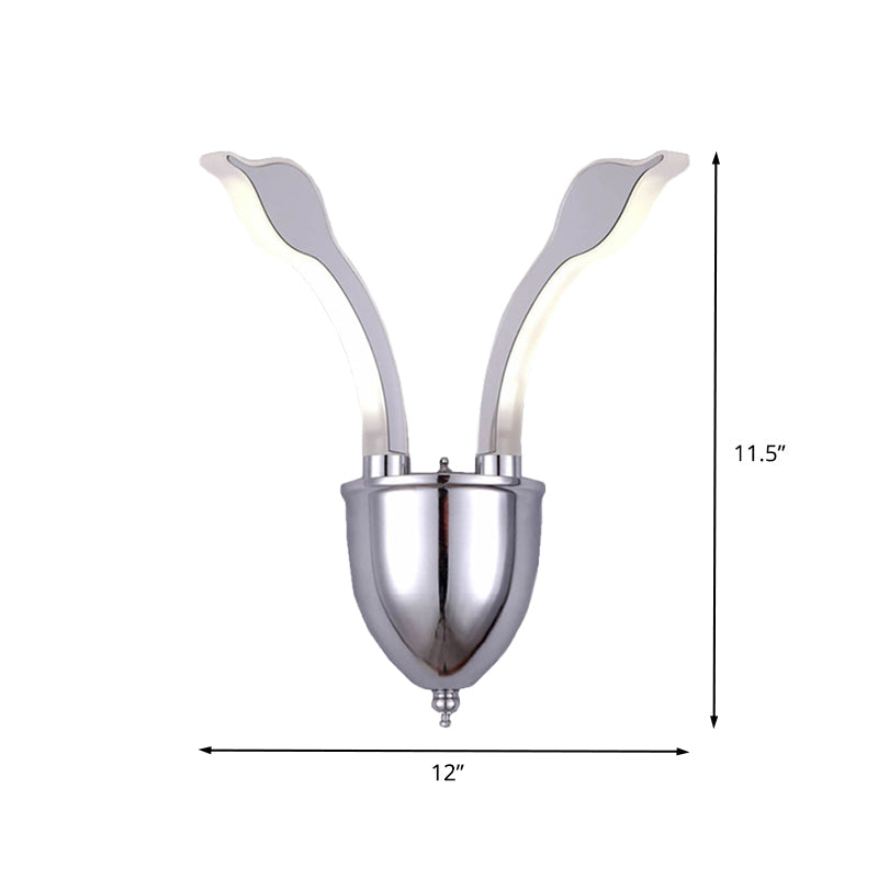 Lisslune | Swan Head Wall Lighting Modern Metal 2-Light Chrome LED Wall Sconce with Acrylic Shade in Warm/White Light
