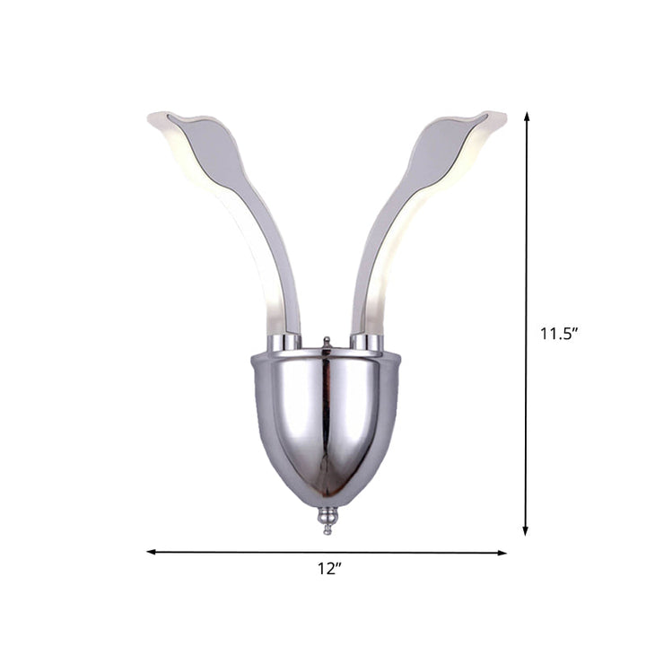 Lisslune | Swan Head Wall Lighting Modern Metal 2-Light Chrome LED Wall Sconce with Acrylic Shade in Warm/White Light