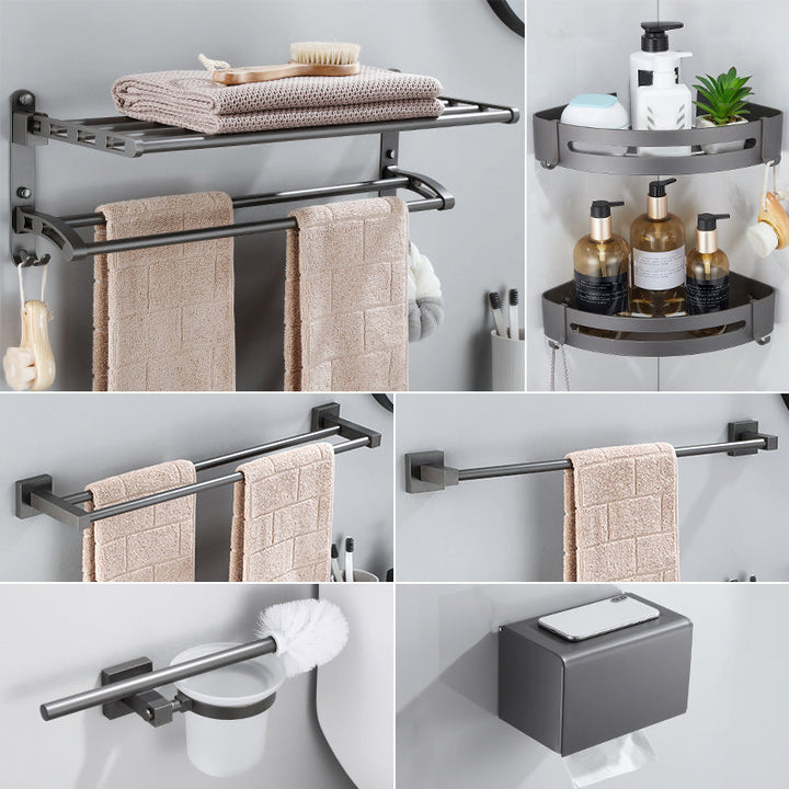 Lisslune | Contemporary bathroom accessories single piece or in a set made of gray metal