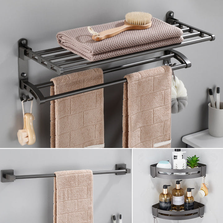 Lisslune | Contemporary bathroom accessories single piece or in a set made of gray metal