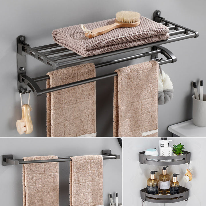 Lisslune | Contemporary bathroom accessories single piece or in a set made of gray metal