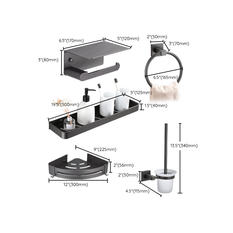 Lisslune | Contemporary bathroom accessories single piece or in a set made of gray metal