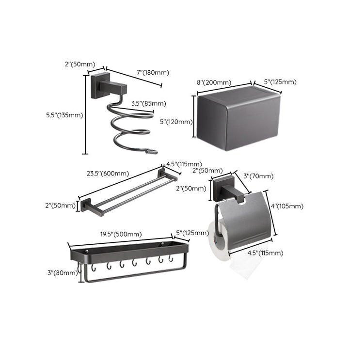 Lisslune | Contemporary bathroom accessories single piece or in a set made of gray metal