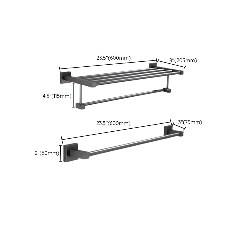 Lisslune | Contemporary bathroom accessories single piece or in a set made of gray metal