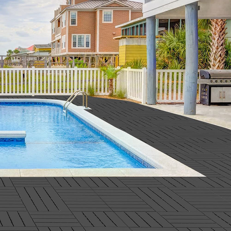 Lisslune | 4-Slat 12" X 12" PVC Floor Tiles Connection Installation Floor Tiles