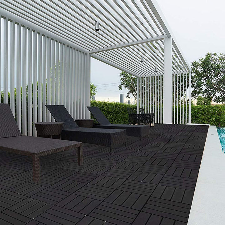 Lisslune | 4-Slat 12" X 12" PVC Floor Tiles Connection Installation Floor Tiles