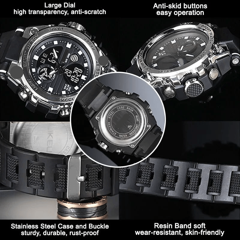 Lisslune | Sporty Dual-Display Mode Multifunctional Waterproof Luminous Men's Wristwatch
