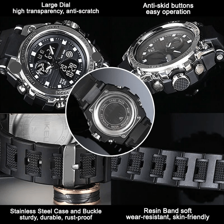 Lisslune | Sporty Dual-Display Mode Multifunctional Waterproof Luminous Men's Wristwatch