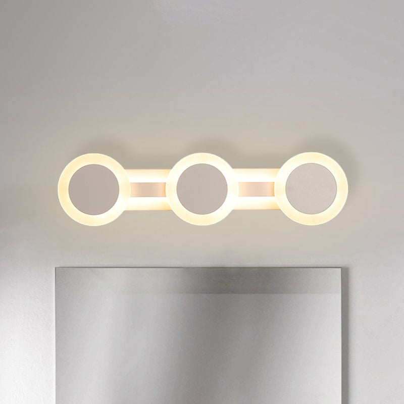 Lisslune | White Linear Vanity Light Modernist 16"/23.5" L 3/4 Lights LED Acrylic Wall Light Lamp in Warm/White Light