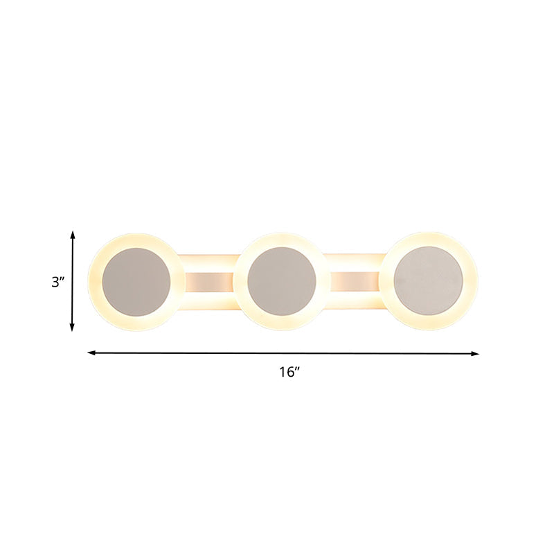 Lisslune | White Linear Vanity Light Modernist 16"/23.5" L 3/4 Lights LED Acrylic Wall Light Lamp in Warm/White Light