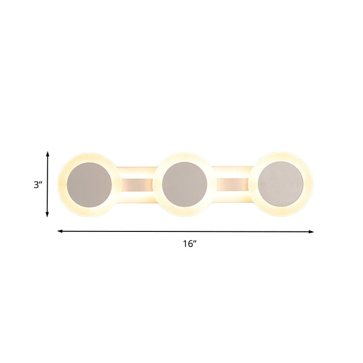 Lisslune | White Linear Vanity Light Modernist 16"/23.5" L 3/4 Lights LED Acrylic Wall Light Lamp in Warm/White Light