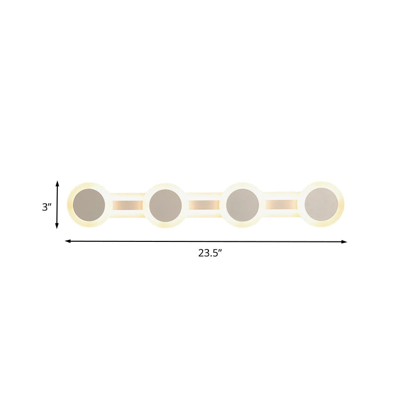 Lisslune | White Linear Vanity Light Modernist 16"/23.5" L 3/4 Lights LED Acrylic Wall Light Lamp in Warm/White Light