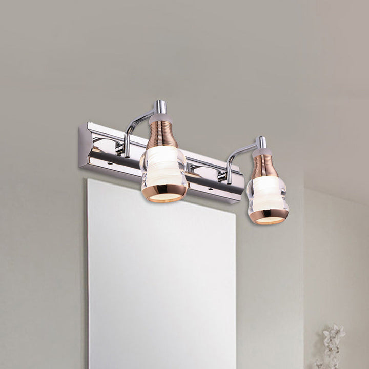 Lisslune | Linear Wall Lamp Vanity Modern Metal 2/3 Bulbs 12"/18" Long Chrome LED Wall Mounted Lamp in White/Warm Light