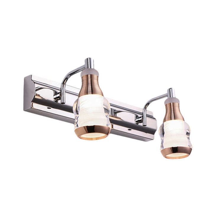 Lisslune | Linear Wall Lamp Vanity Modern Metal 2/3 Bulbs 12"/18" Long Chrome LED Wall Mounted Lamp in White/Warm Light