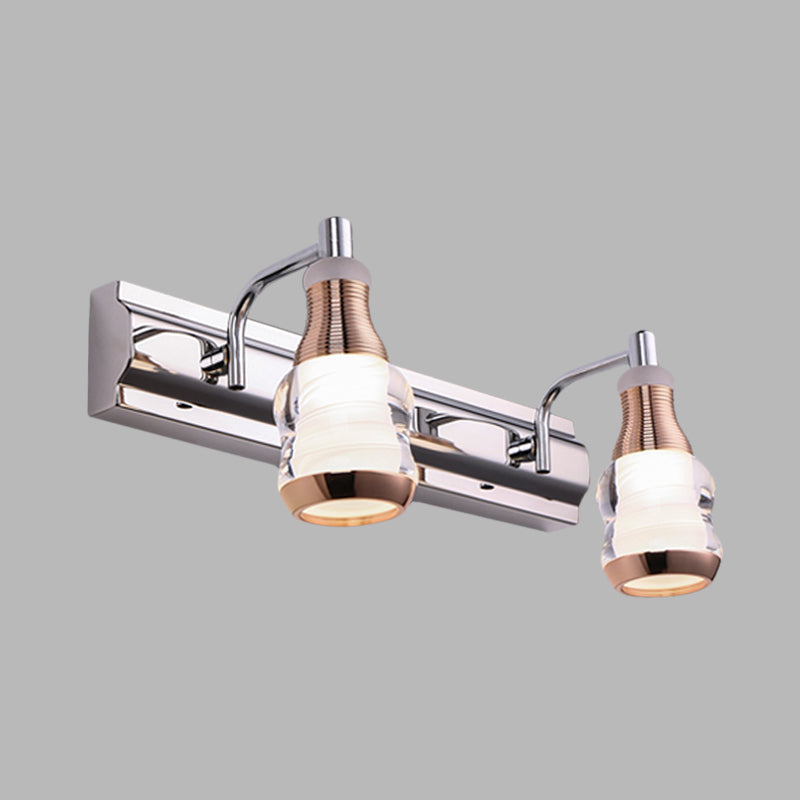 Lisslune | Linear Wall Lamp Vanity Modern Metal 2/3 Bulbs 12"/18" Long Chrome LED Wall Mounted Lamp in White/Warm Light