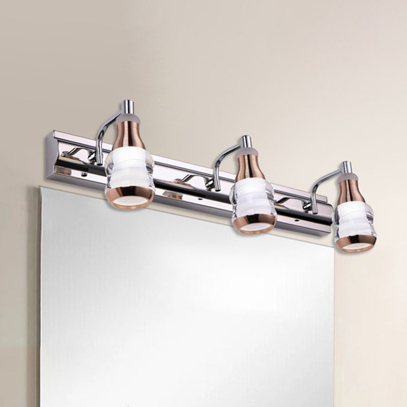 Lisslune | Linear Wall Lamp Vanity Modern Metal 2/3 Bulbs 12"/18" Long Chrome LED Wall Mounted Lamp in White/Warm Light