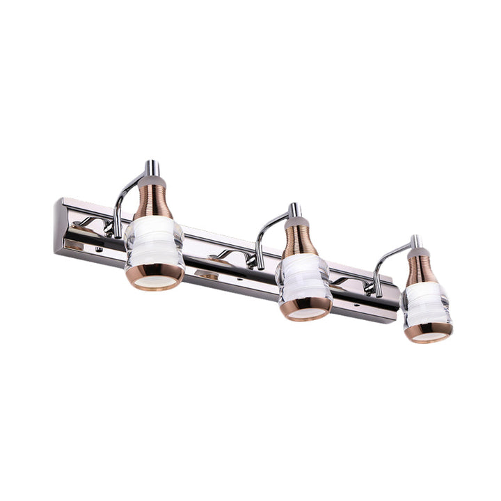 Lisslune | Linear Wall Lamp Vanity Modern Metal 2/3 Bulbs 12"/18" Long Chrome LED Wall Mounted Lamp in White/Warm Light
