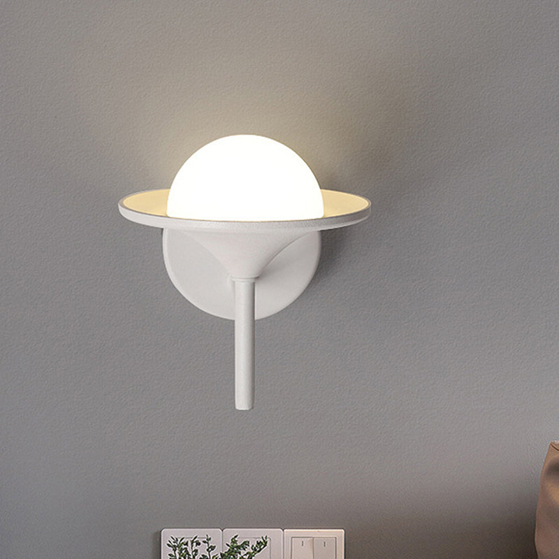 Lisslune | White recessed wall lamp modern LED metallic wall-mounted lamp with ball milk glass shade