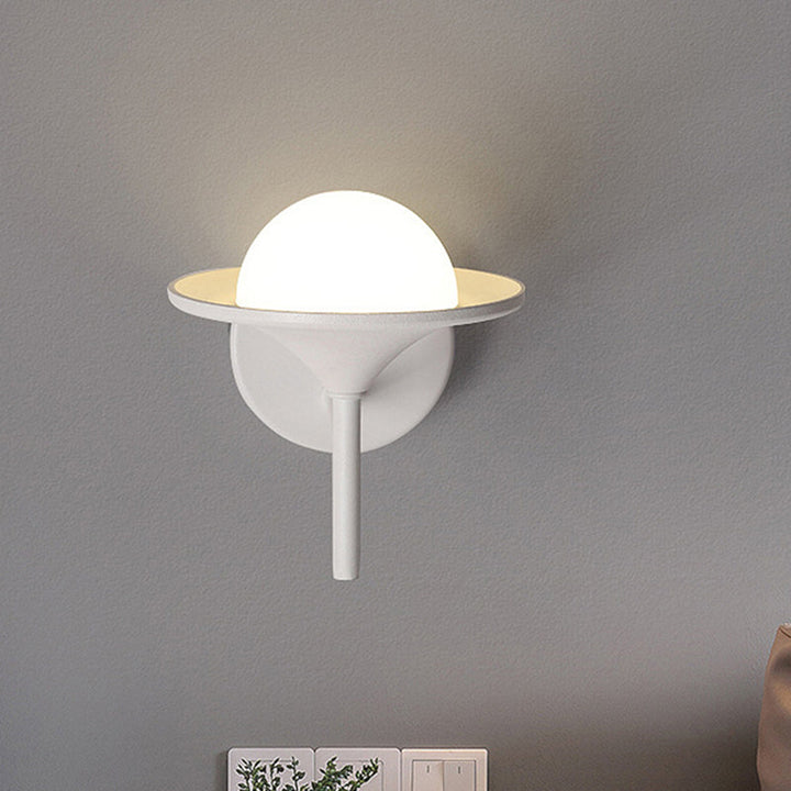 Lisslune | White recessed wall lamp modern LED metallic wall-mounted lamp with ball milk glass shade