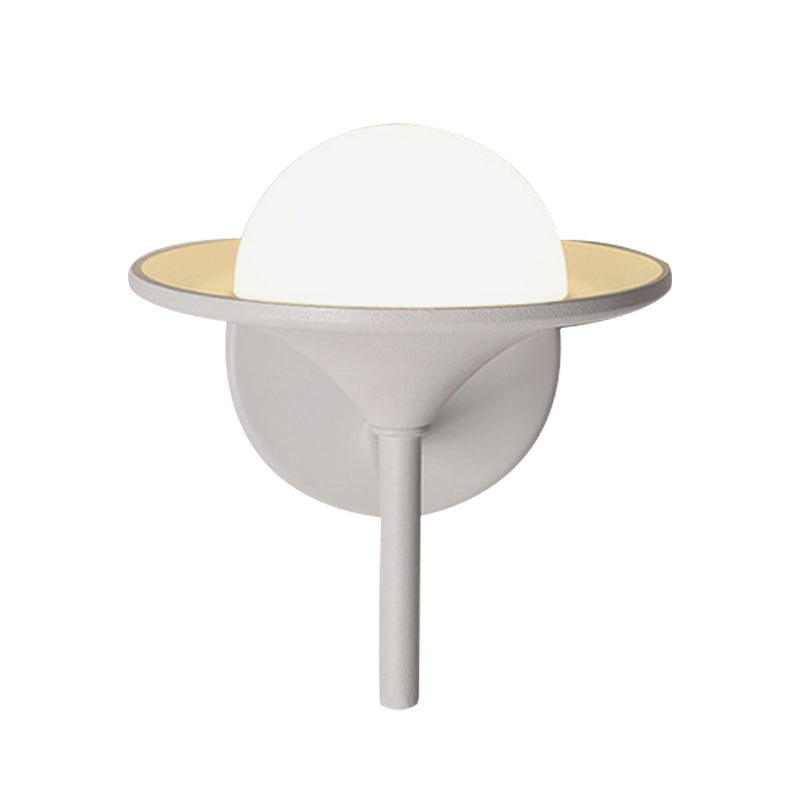 Lisslune | White recessed wall lamp modern LED metallic wall-mounted lamp with ball milk glass shade