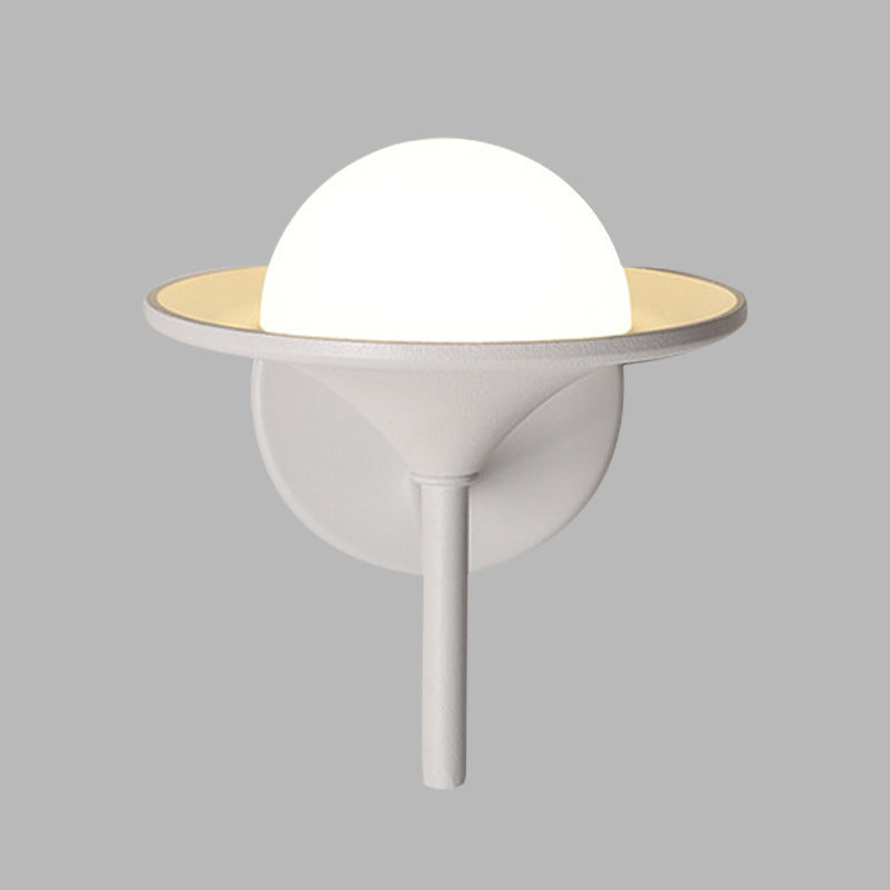 Lisslune | White recessed wall lamp modern LED metallic wall-mounted lamp with ball milk glass shade