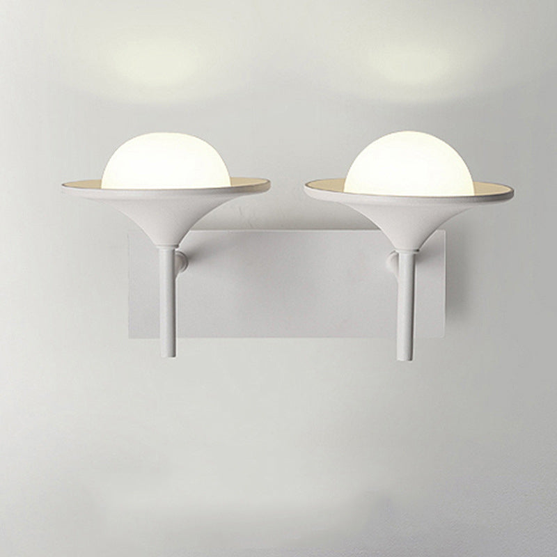 Lisslune | Metallic Overhanging Wall Light Modernism 2 Lights LED Wall Lamp in White for Nightstand