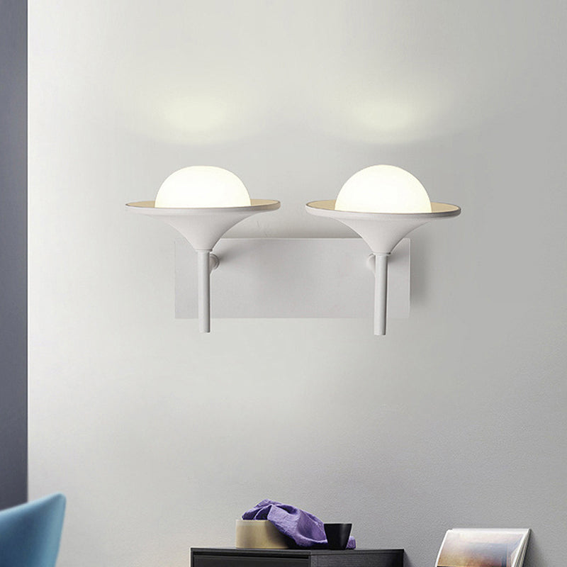 Lisslune | Metallic Overhanging Wall Light Modernism 2 Lights LED Wall Lamp in White for Nightstand
