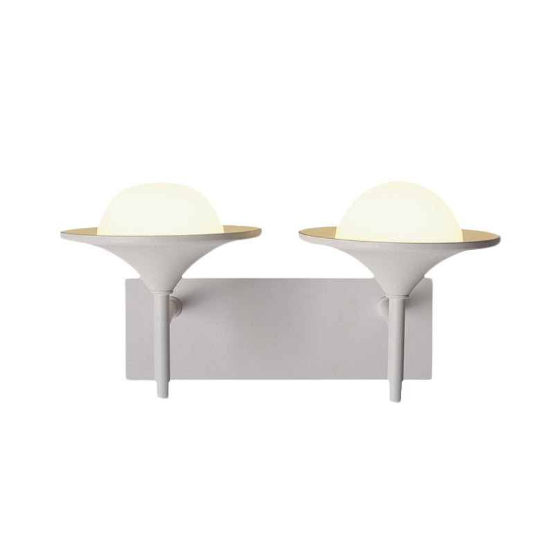 Lisslune | Metallic Overhanging Wall Light Modernism 2 Lights LED Wall Lamp in White for Nightstand