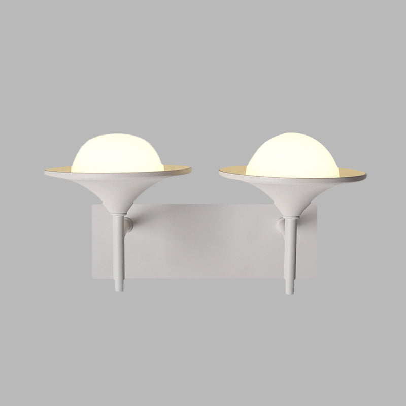 Lisslune | Metallic Overhanging Wall Light Modernism 2 Lights LED Wall Lamp in White for Nightstand