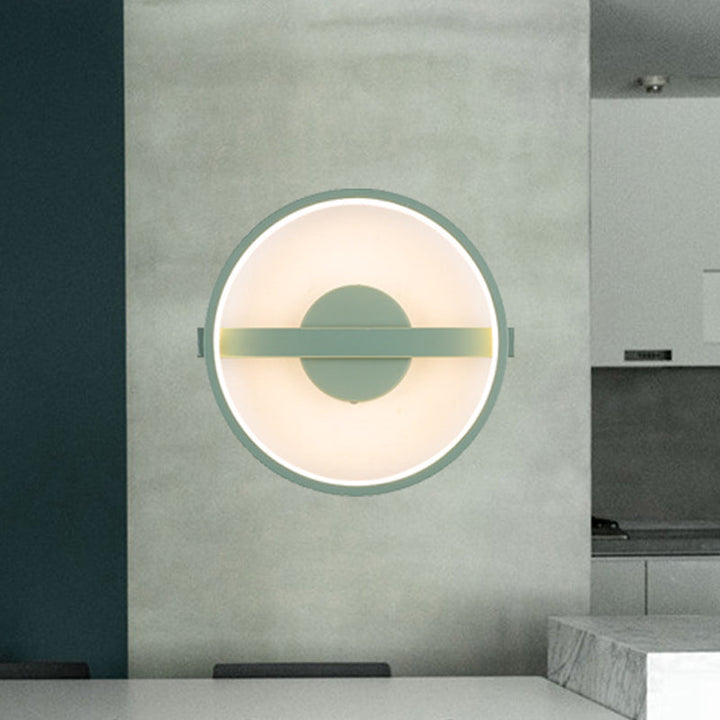 Lisslune | Green round wall lamp Minimalistic LED acrylic wall light in white/warm light, 12.5"/16.5" diameter