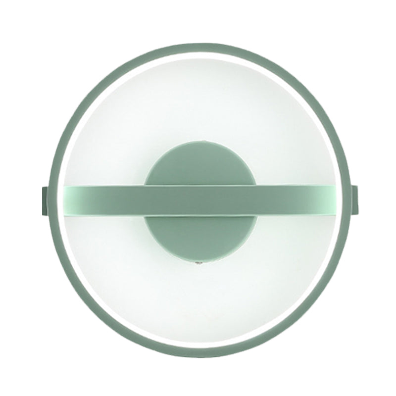 Lisslune | Green round wall lamp Minimalistic LED acrylic wall light in white/warm light, 12.5"/16.5" diameter