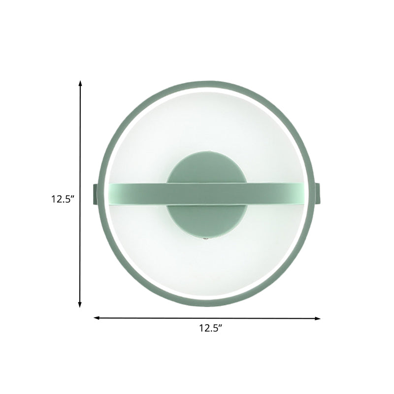 Lisslune | Green round wall lamp Minimalistic LED acrylic wall light in white/warm light, 12.5"/16.5" diameter