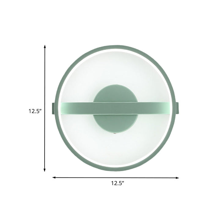 Lisslune | Green round wall lamp Minimalistic LED acrylic wall light in white/warm light, 12.5"/16.5" diameter