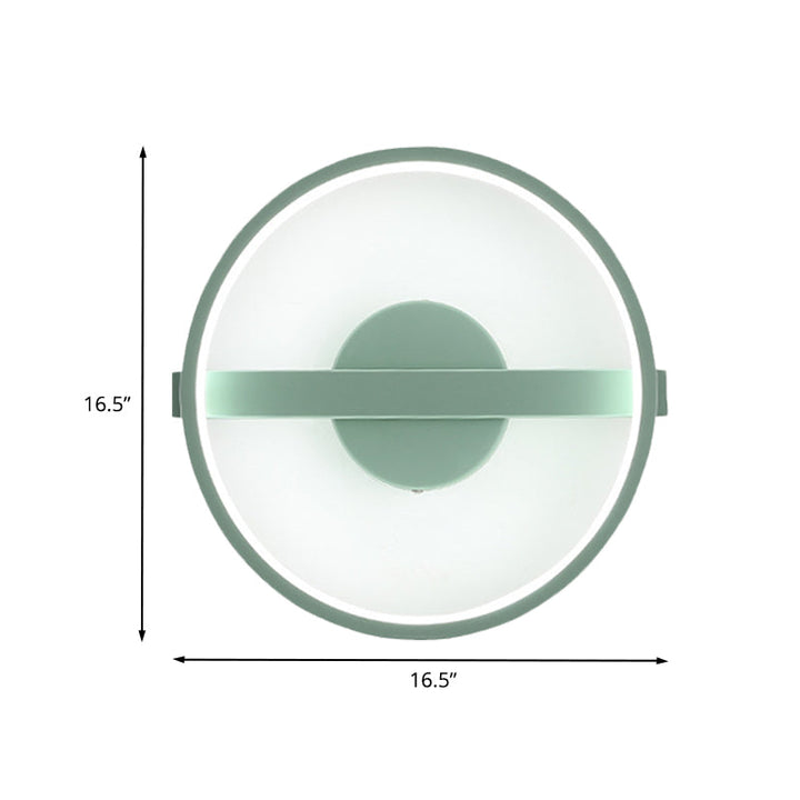 Lisslune | Green round wall lamp Minimalistic LED acrylic wall light in white/warm light, 12.5"/16.5" diameter