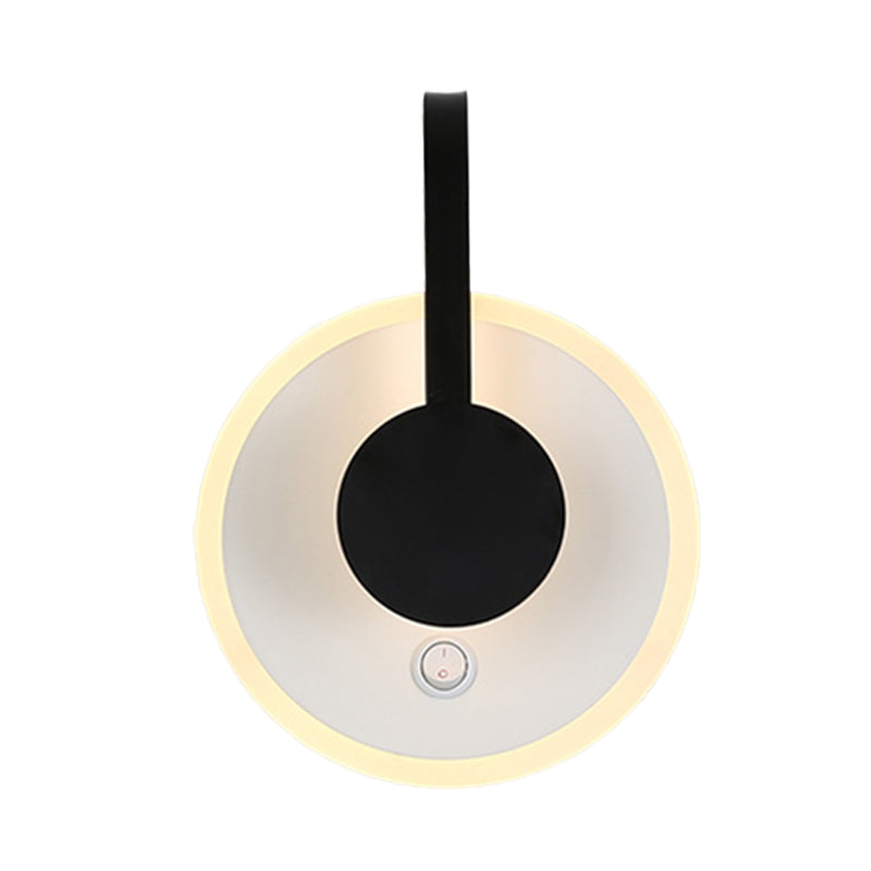 Lisslune | Round and curved wall lamp modern Nordic acrylic LED black wall light in warm/white light