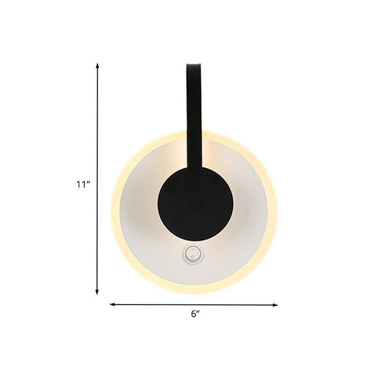 Lisslune | Round and curved wall lamp modern Nordic acrylic LED black wall light in warm/white light