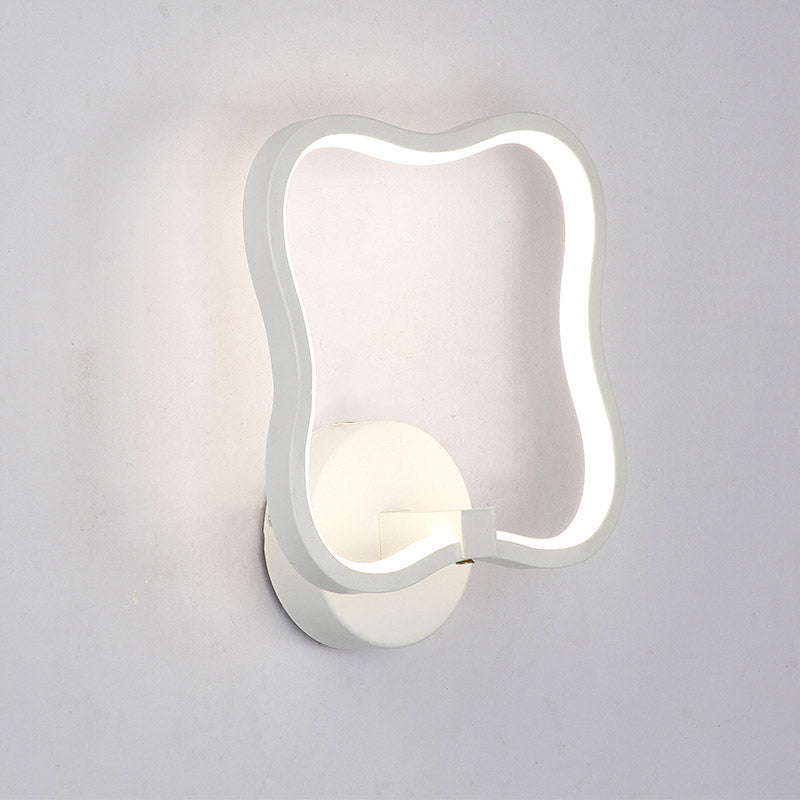 Lisslune | White Curved Square Wall Light Minimalist LED Acrylic Wall Light in White/Warm Light
