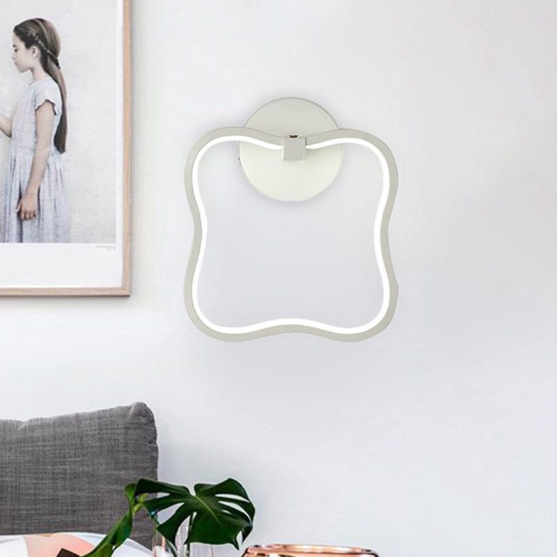 Lisslune | White Curved Square Wall Light Minimalist LED Acrylic Wall Light in White/Warm Light