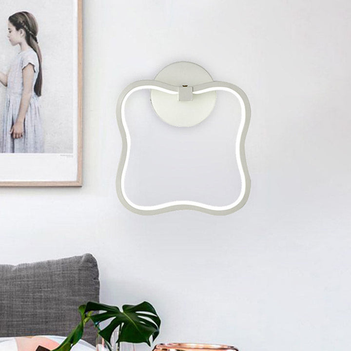 Lisslune | White Curved Square Wall Light Minimalist LED Acrylic Wall Light in White/Warm Light