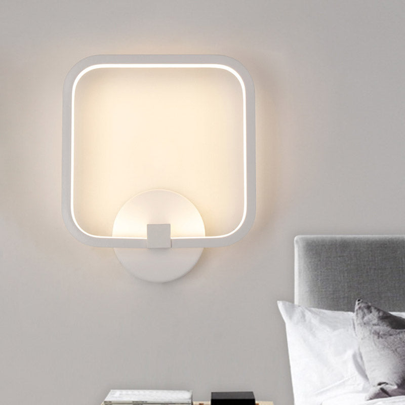 Lisslune | LED Nightstand Wall Light Simple White Wall Light with Square Acrylic Shade in White/Warm/Natural Light