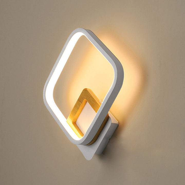 Lisslune | White Diamond Wall Light modernist LED Acrylic Wall Lamp with Wood Detail in White/warm Light