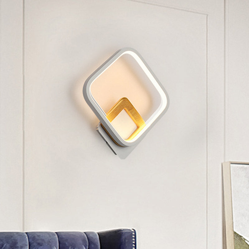 Lisslune | White Diamond Wall Light modernist LED Acrylic Wall Lamp with Wood Detail in White/warm Light