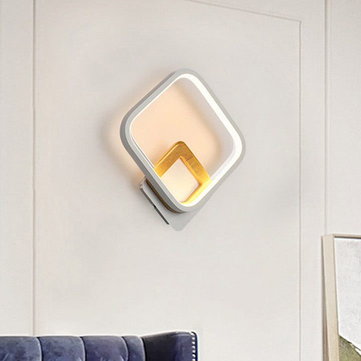 Lisslune | White Diamond Wall Light modernist LED Acrylic Wall Lamp with Wood Detail in White/warm Light