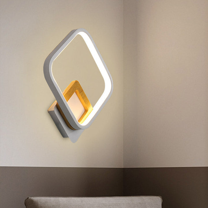 Lisslune | White Diamond Wall Light modernist LED Acrylic Wall Lamp with Wood Detail in White/warm Light